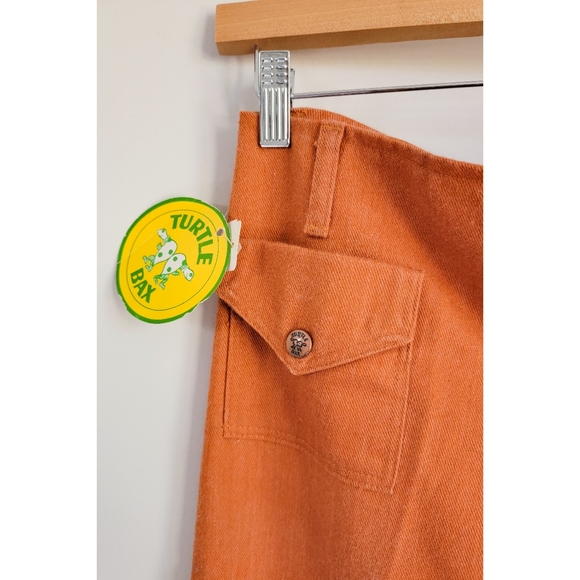 70s Turtlebax Deadstock Orange 1970s Vintage Low Rise Wide Leg Bell Bottom Pants - Picture 2 of 15